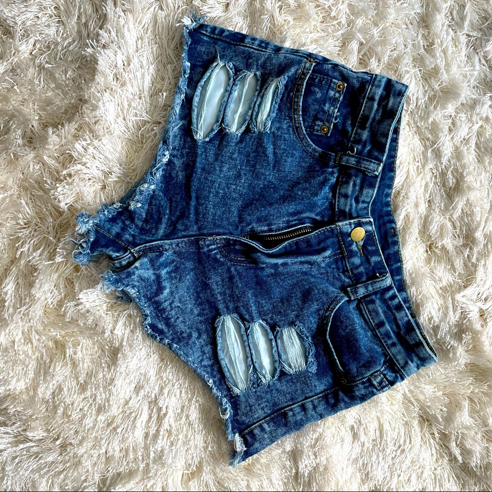 High waisted ripped shorts